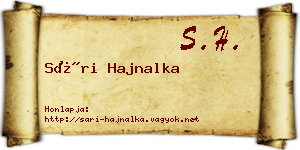 Sári Hajnalka névjegykártya